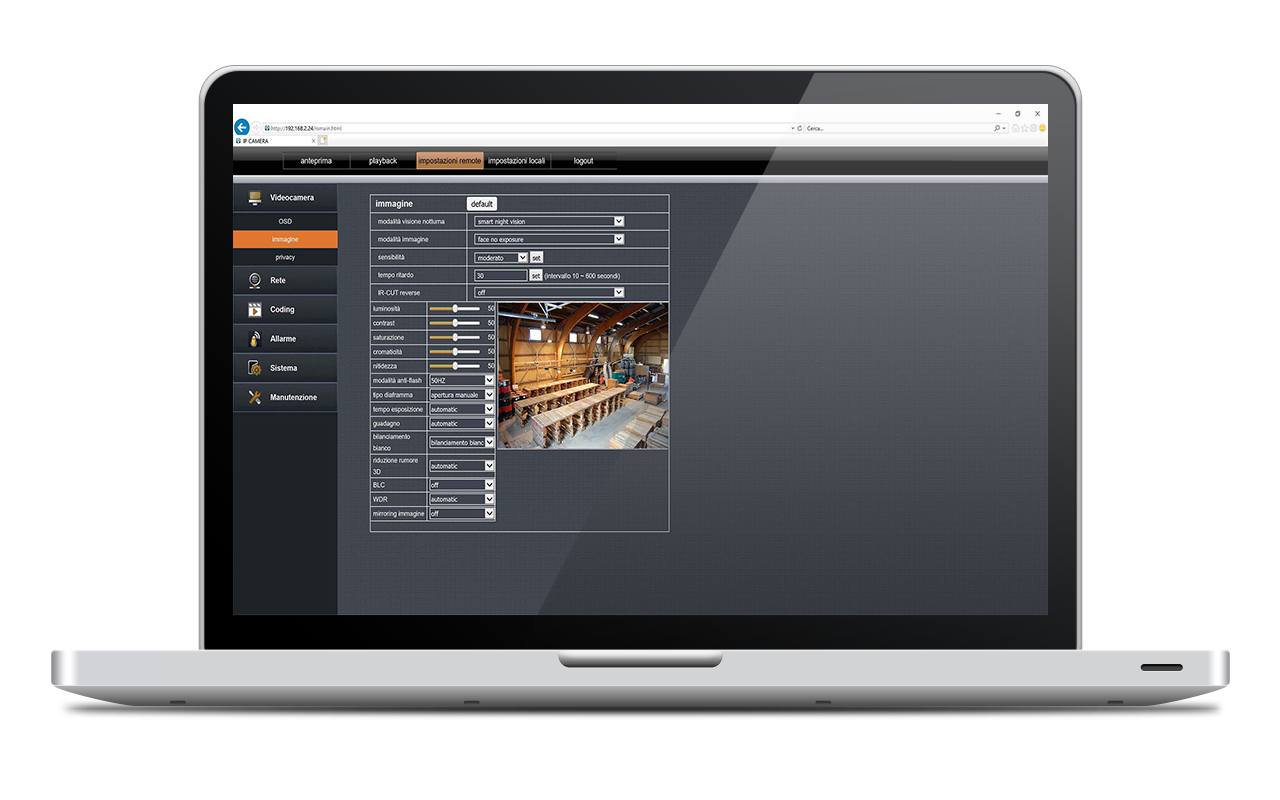 IP camera control via browser